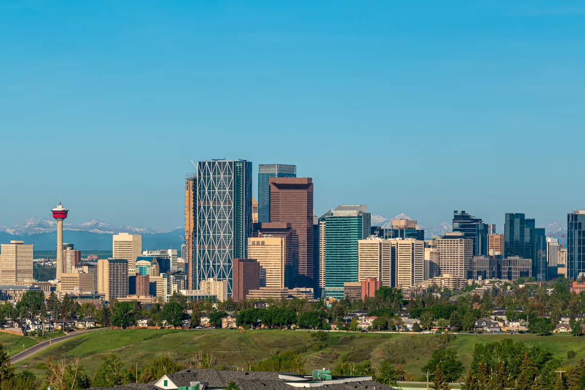 Calgary under a clear blue sky