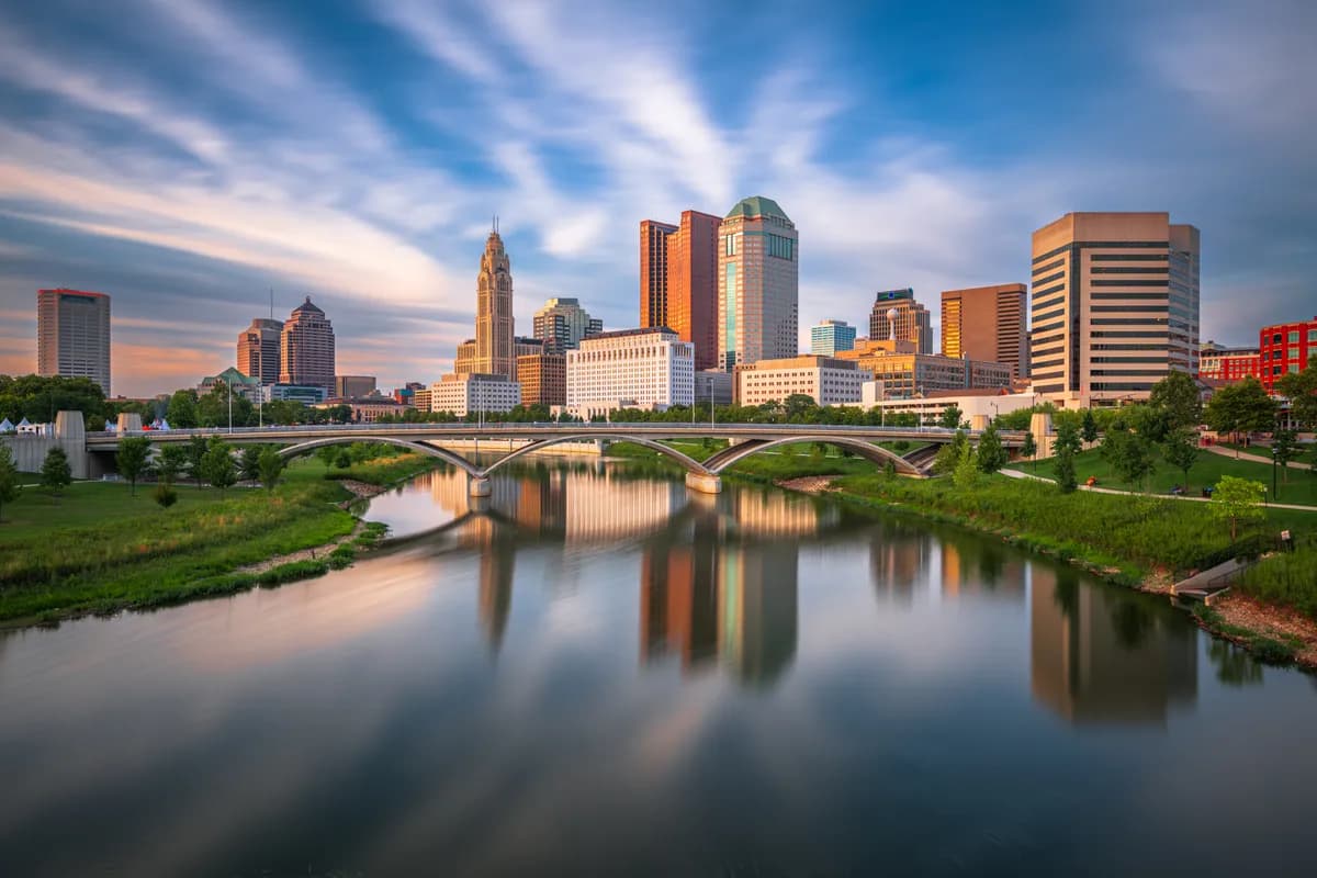 The Columbus skyline on the Scioto river