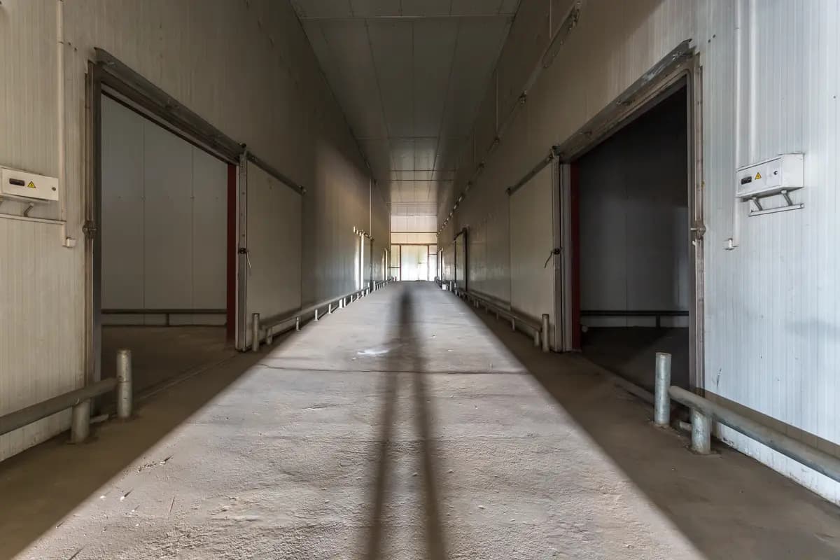 Inside a large commercial refrigeration unit