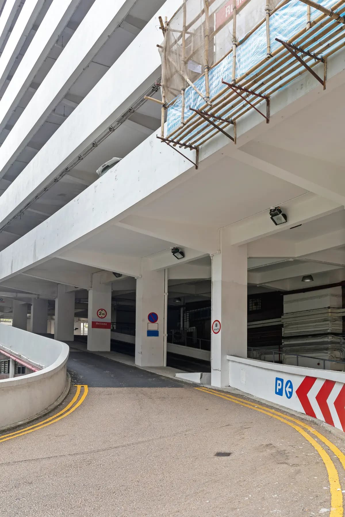 The ramp of a multi storey parking garage