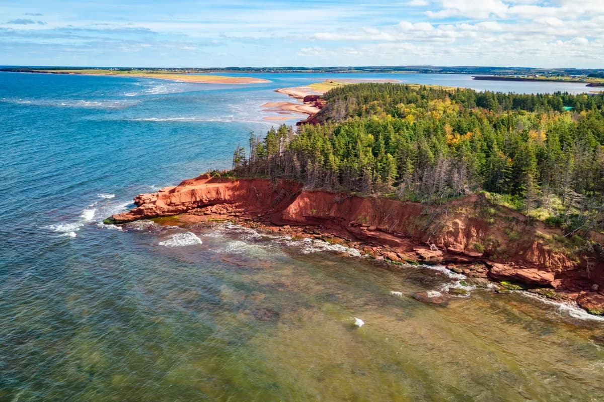 The rocky Atlantic shore of Prince Edward Island